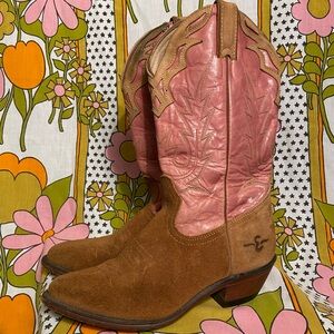 Boulet Pink & Tan Cowgirl Boots
